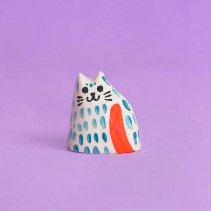 Pinky, the Tiny Cat - Handmade Ceramic Piece