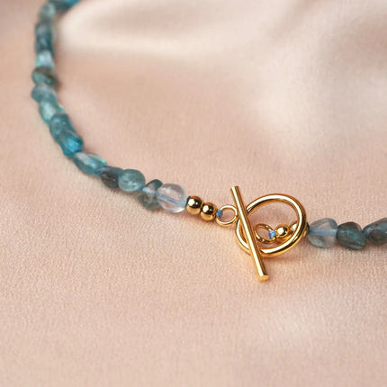Blue Apatite Natural Stone Pearl Necklace