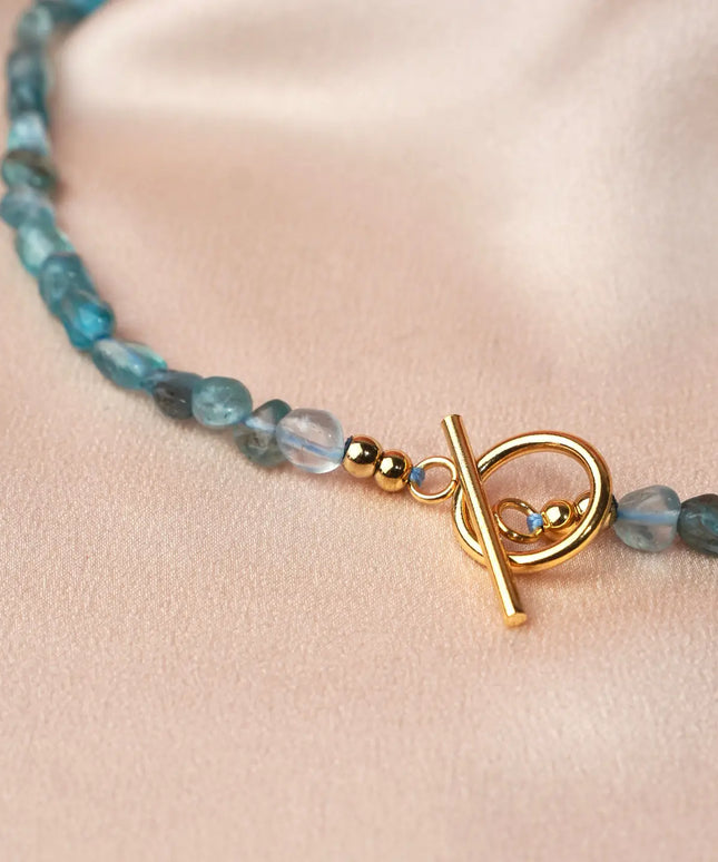 Blue Apatite Natural Stone Pearl Necklace