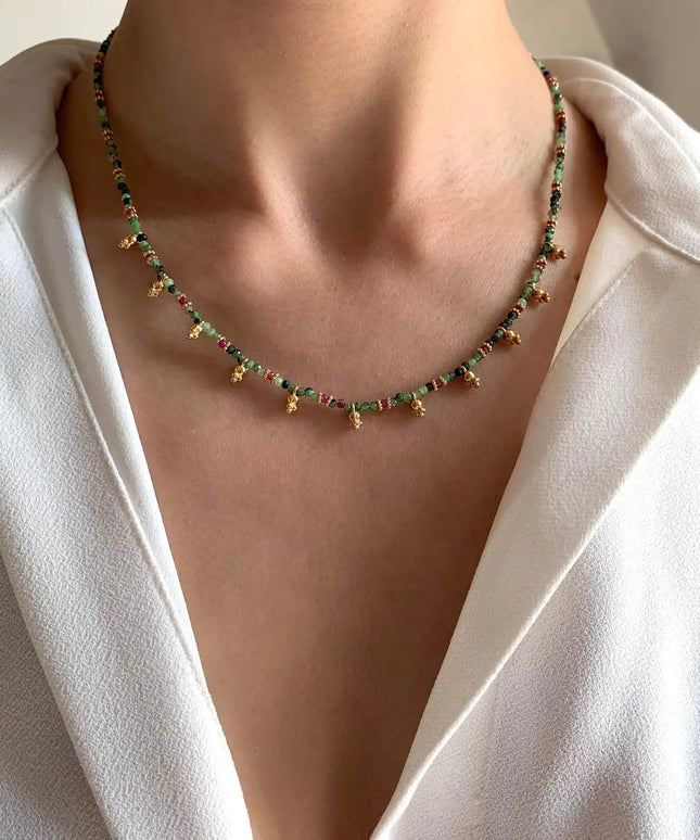 Agate, Pearl & Stainless Steel Necklace