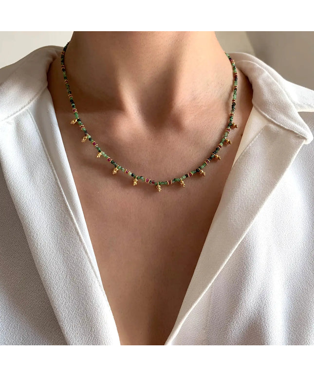 Agate, Pearl & Stainless Steel Necklace