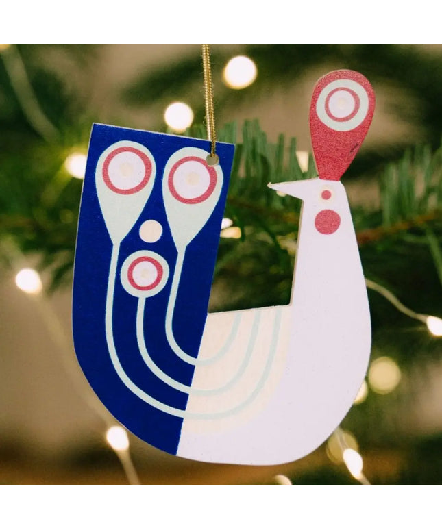 Peacock Wooden Christmas Hanger