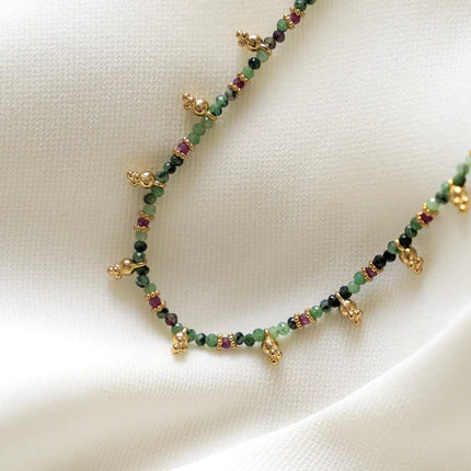 Agate, Pearl & Stainless Steel Necklace