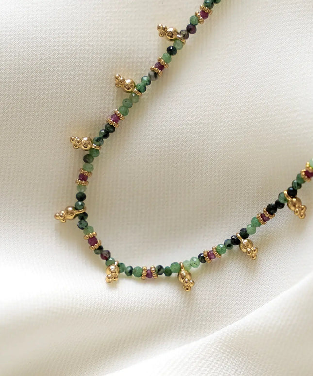 Agate, Pearl & Stainless Steel Necklace