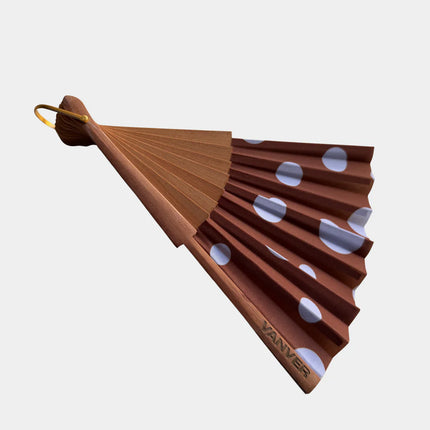 Polka Dot Hand Fan — Textile & Wood | Decorative & Wearable Fan