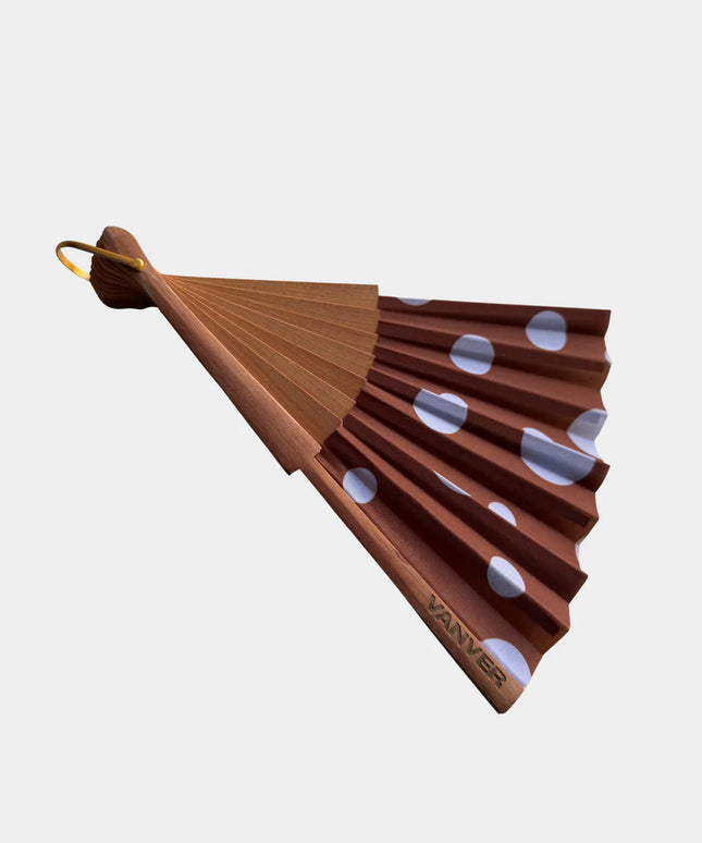 Polka Dot Hand Fan — Textile & Wood | Decorative & Wearable Fan
