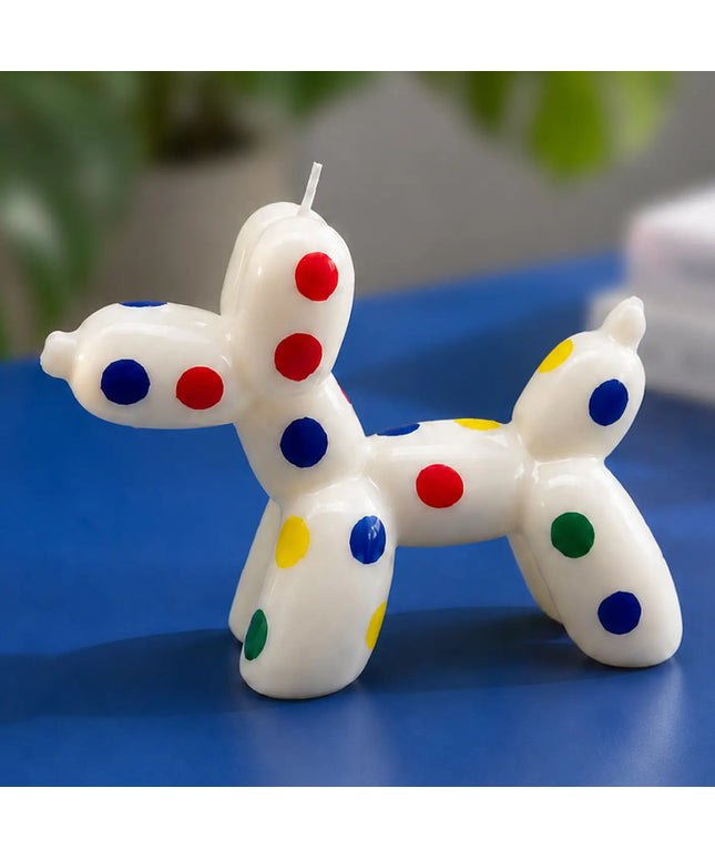 Seville Polka Dot Balloon Dog Decorative Candle - White