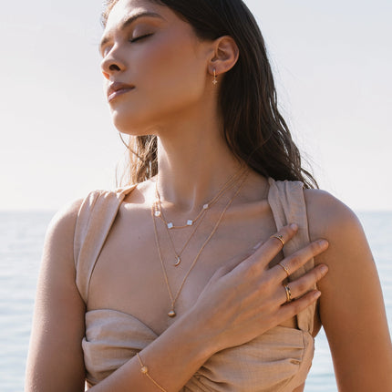 18k Gold-Plated & White Mother of Pearl