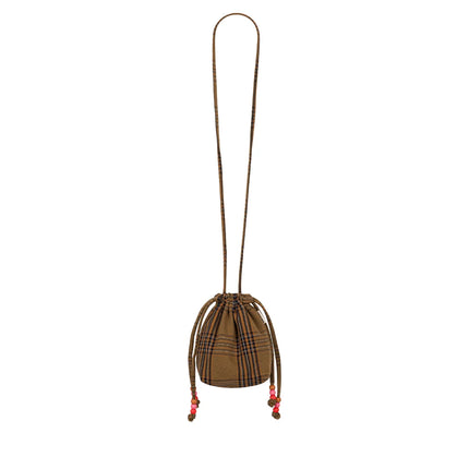 Canvas Mini Bag with Beaded Strap — Tartan Check