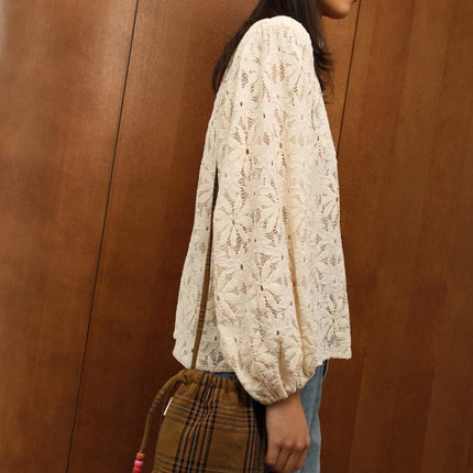 Canvas Mini Bag with Beaded Strap — Tartan Check