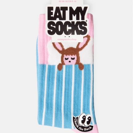 Calcetines Doll Life con conejo durmiente - Rosa y azul claro