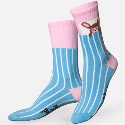 Calcetines Doll Life con conejo durmiente - Rosa y azul claro
