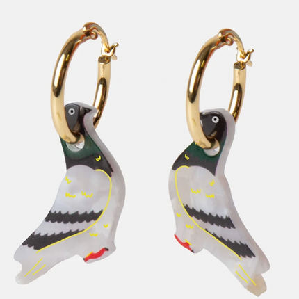 Pigeon Earrings – 2-in-1 Acetate & 14k Gold Plated Hoops