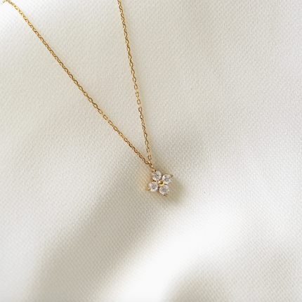 Gold Star Necklace with Sparkling Zirconia