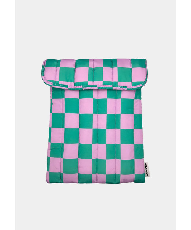 Laptop Case - Green Lilac Squares