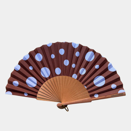 Polka Dot Hand Fan — Textile & Wood | Decorative & Wearable Fan