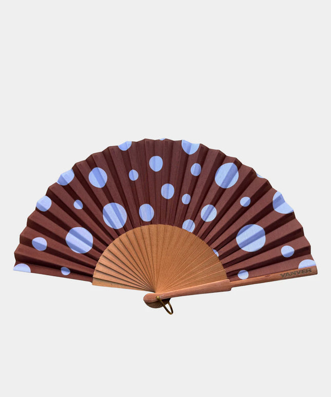 Polka Dot Hand Fan — Textile & Wood | Decorative & Wearable Fan