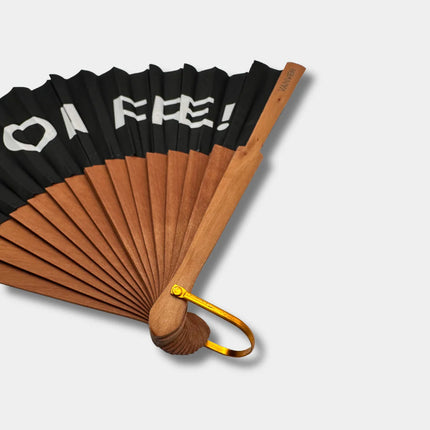 On Fire Black Hand Fan — Textile & Wood | Decorative & Wearable Fan