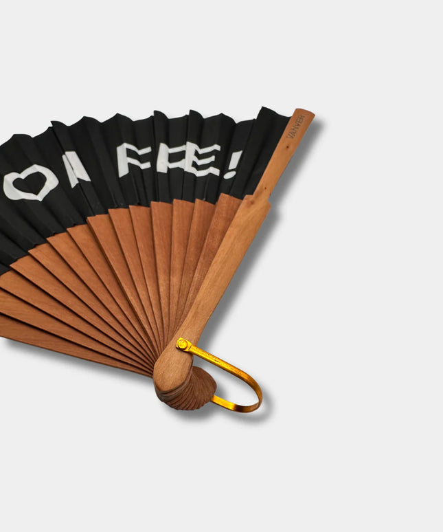 On Fire Black Hand Fan — Textile & Wood | Decorative & Wearable Fan