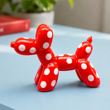 Seville Polka Dot Balloon Dog Decorative Candle - Red