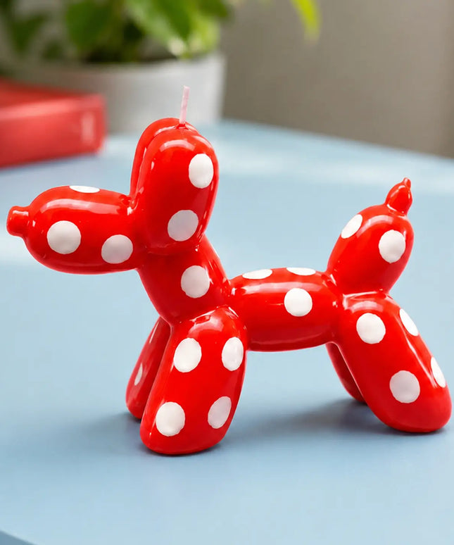Seville Polka Dot Balloon Dog Decorative Candle - Red