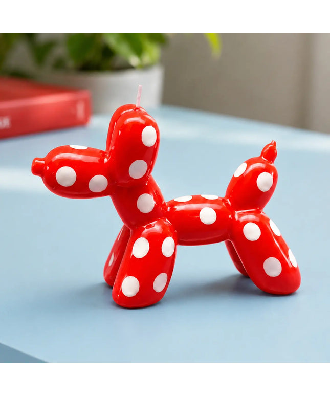Seville Polka Dot Balloon Dog Decorative Candle - Red