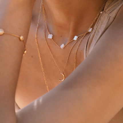 18k Gold-Plated & White Mother of Pearl