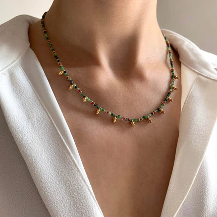 Agate, Pearl & Stainless Steel Necklace