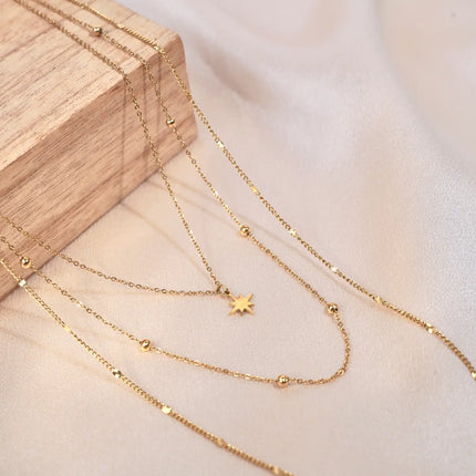 Triple Chain Star Necklace