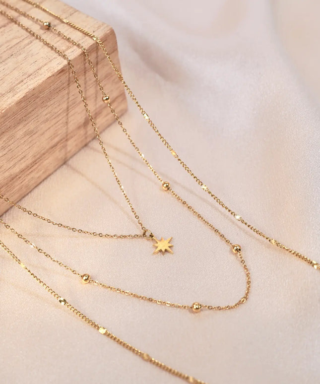 Triple Chain Star Necklace