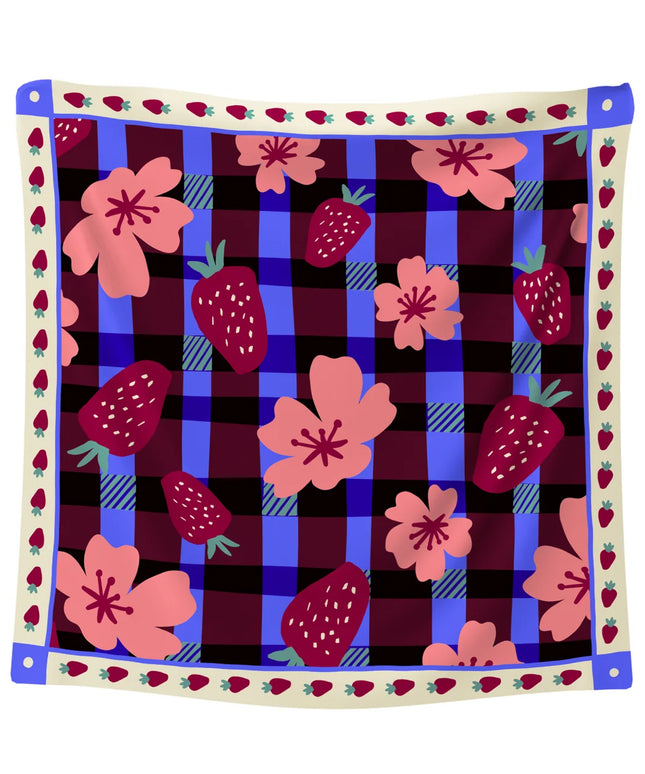 Strawberries Vichy Satin Scarf