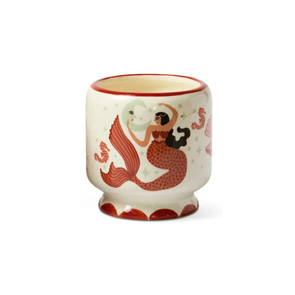 Ginger & Teak Mermaid Ceramic Candle – Scented Soy Wax Candle