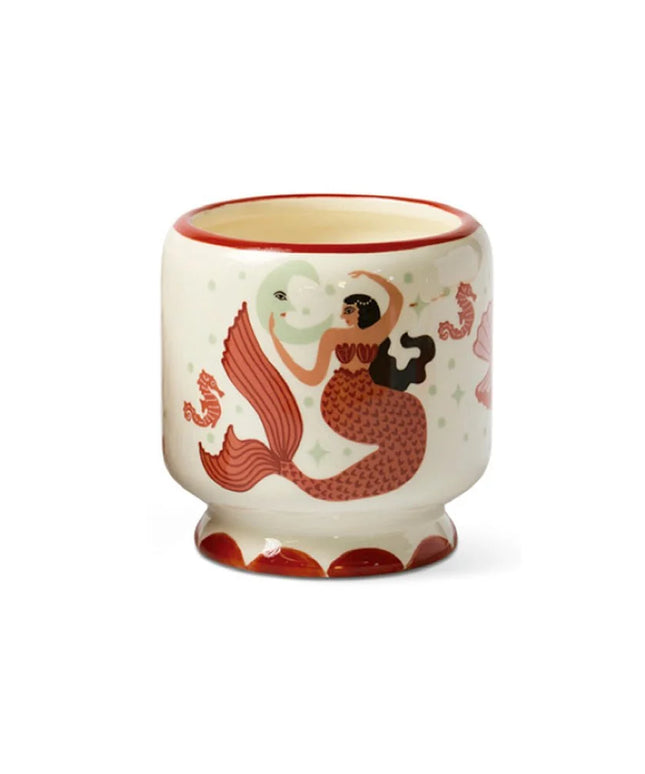 Ginger & Teak Mermaid Ceramic Candle – Scented Soy Wax Candle