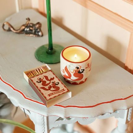 Ginger & Teak Mermaid Ceramic Candle – Scented Soy Wax Candle