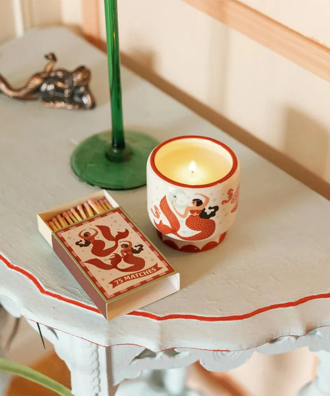 Ginger & Teak Mermaid Ceramic Candle – Scented Soy Wax Candle